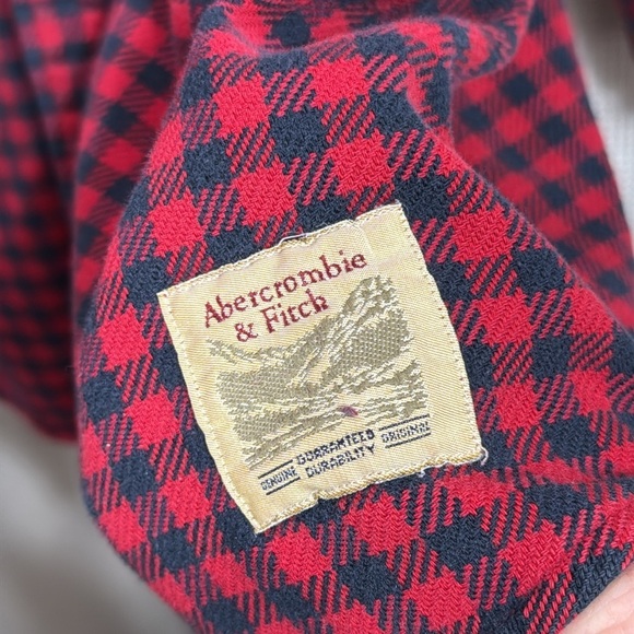 Abercrombie & Fitch VTG Flannel mini buffalo check Red/blue Men’s SZ L Classic - Picture 4 of 9